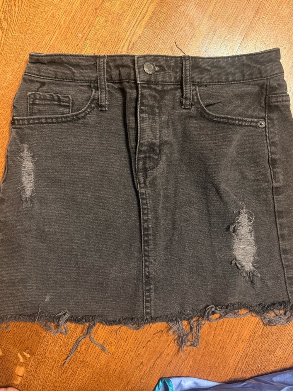 Mossimo Supply Co. Black Distressed Denim Mini Skirt
